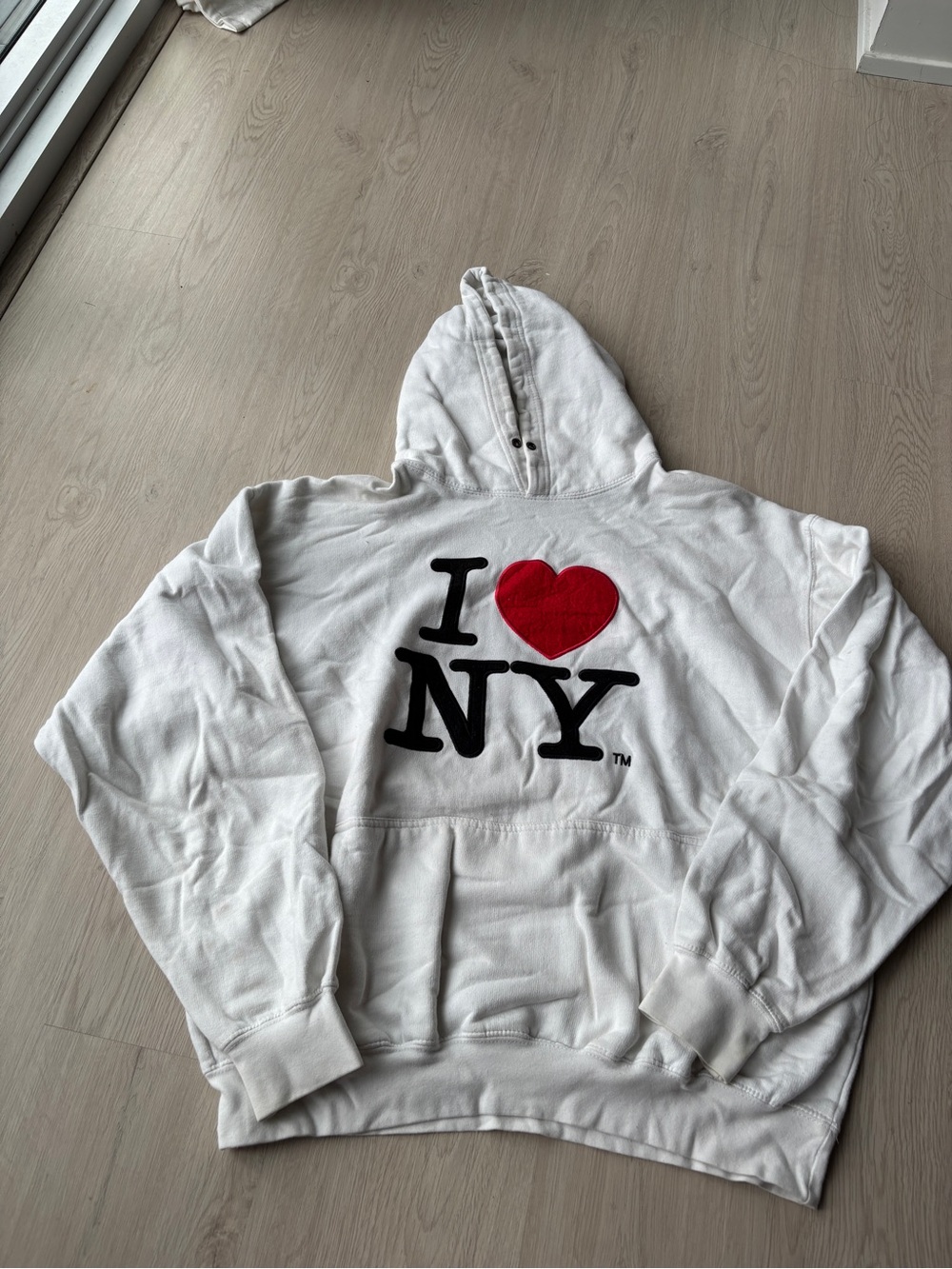 I Heart NY White Hoodie with Red Heart Graphic